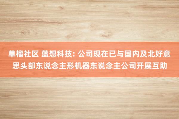 草榴社区 蓝想科技: 公司现在已与国内及北好意思头部东说念主