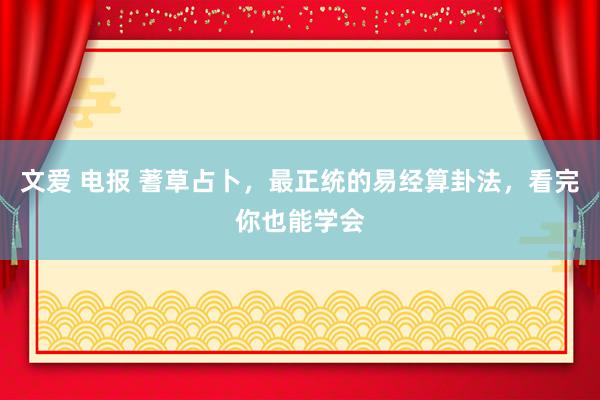 文爱 电报 蓍草占卜，最正统的易经算卦法，看完你也能学会