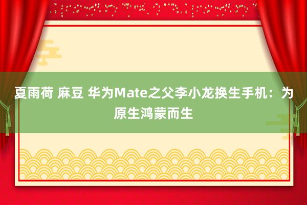 夏雨荷 麻豆 华为Mate之父李小龙换生手机：为原生鸿蒙而生